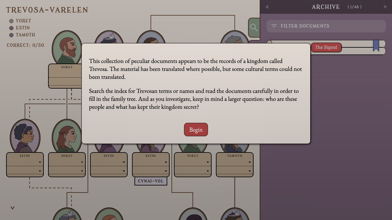 The Archives of Trevosa – browser adventure game